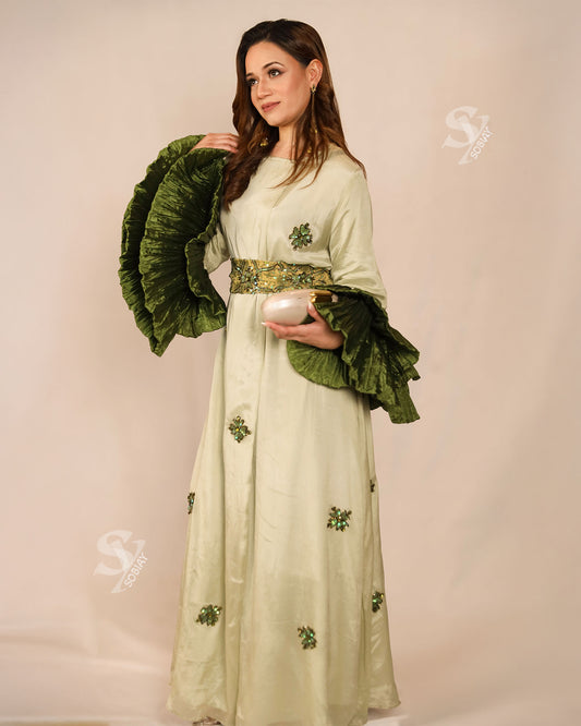 Matcha Bloom Khaliji Abaya SY1