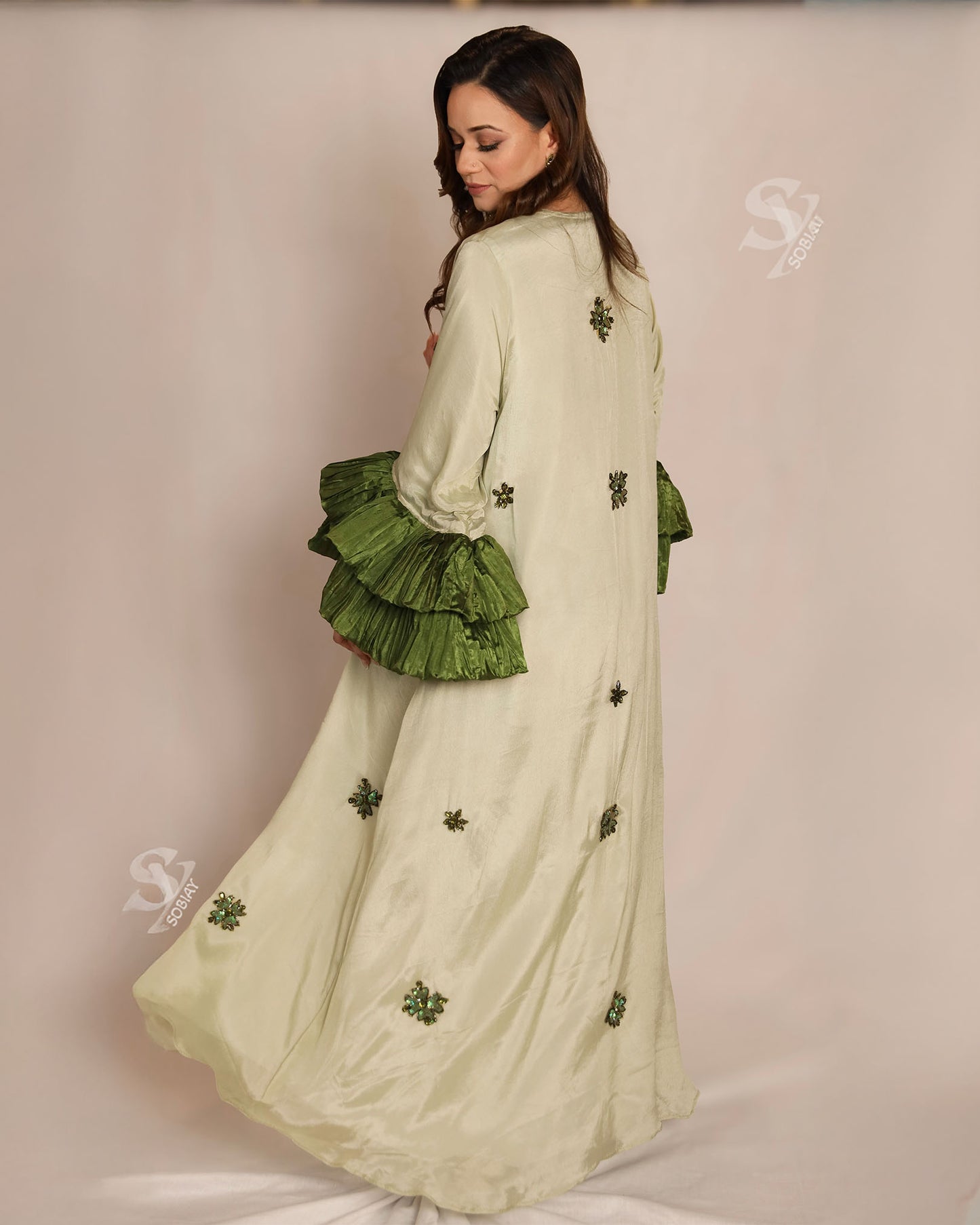 Matcha Bloom Khaliji Abaya SY1