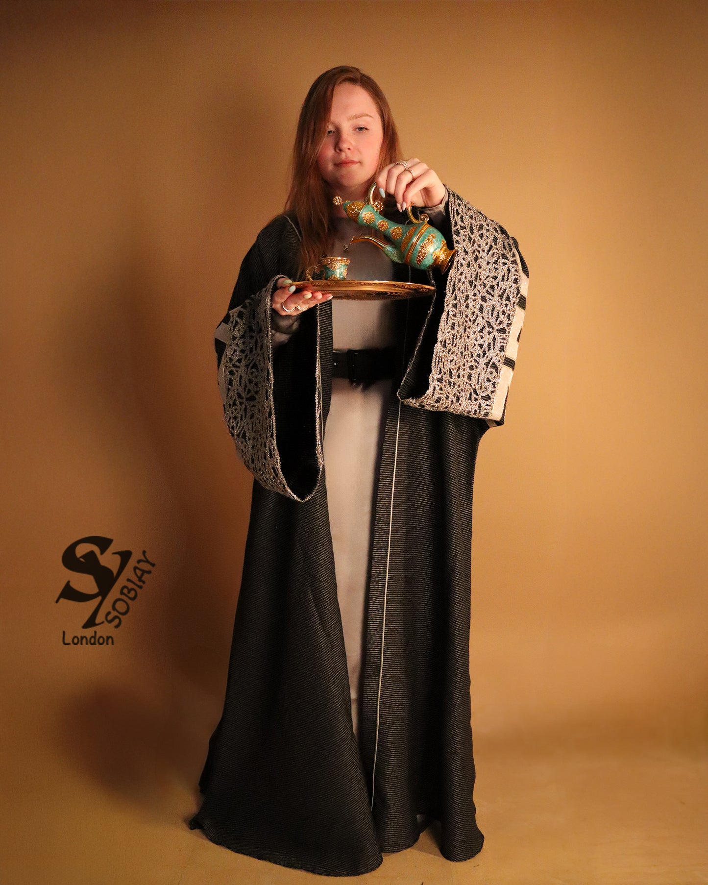 Luxury Navy Blue Abaya with Appliqué