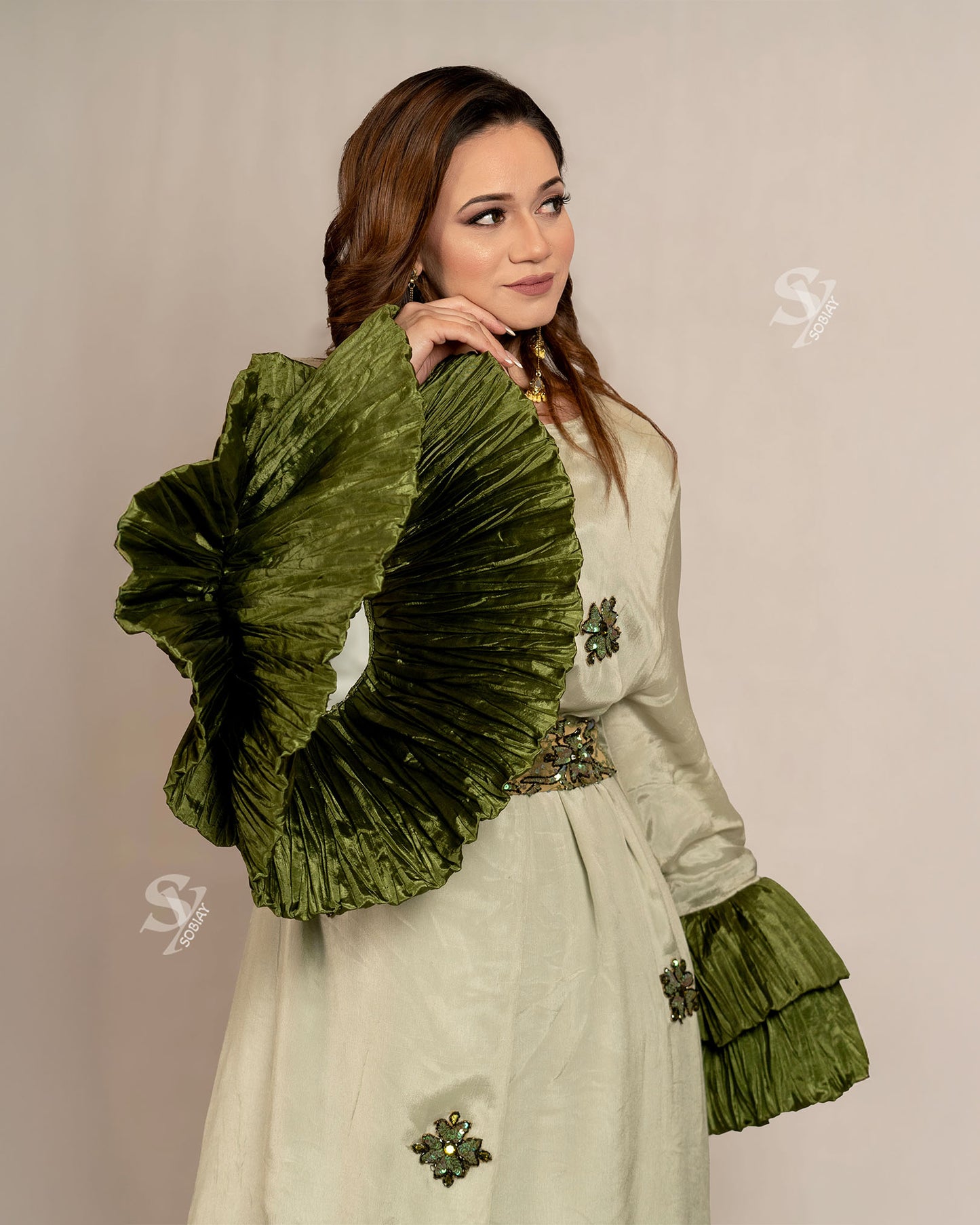Matcha Bloom Khaliji Abaya SY1