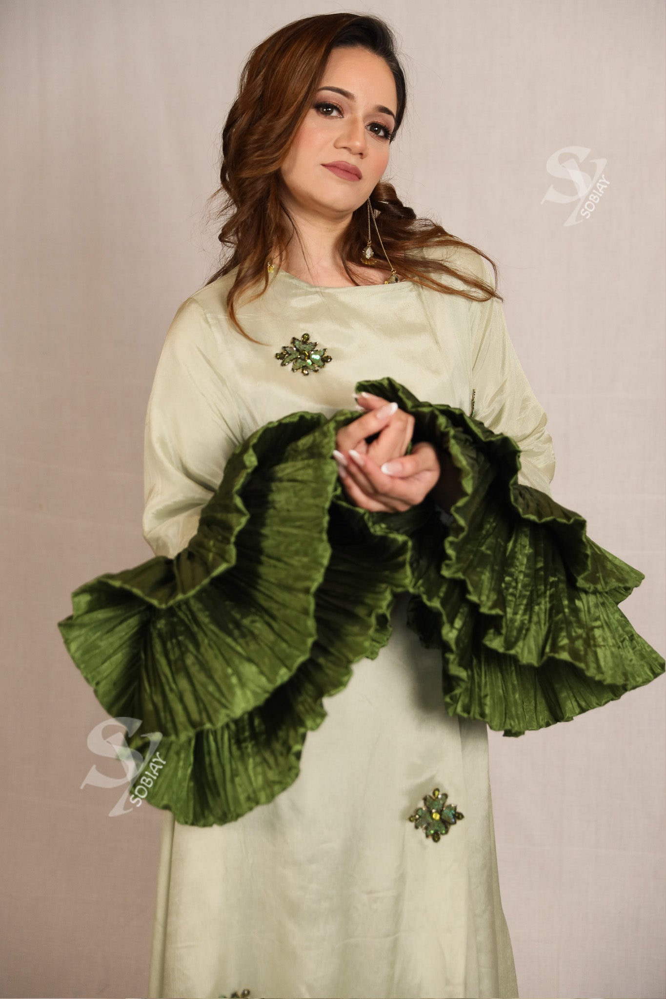 Matcha Bloom Khaliji Abaya SY1