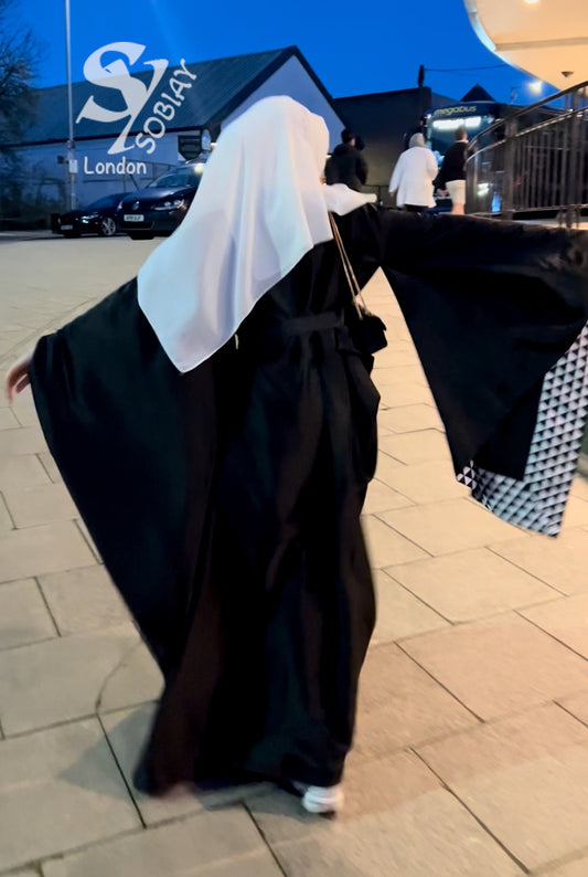 Layali Royal Handcrafted Abaya in Pure Black Silk