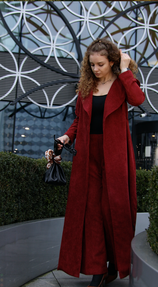 Winter Corduroy Trench Coat Set